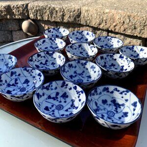 Vtg 13pc Japanese Imari Yunomi Dipping Sauce Tea Saki Demitasse Cups
